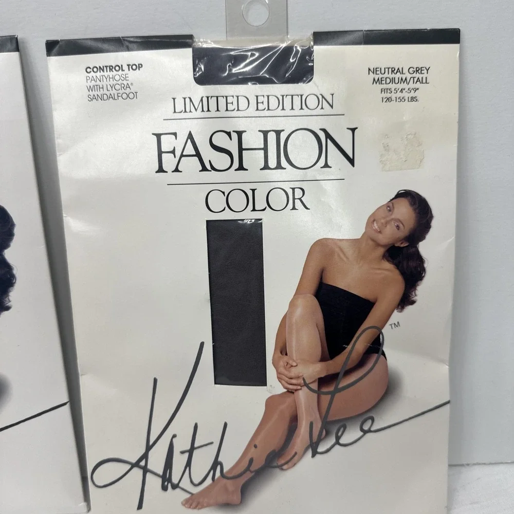 Lot 2 Kathie Lee Limited Edition Medium Tall Grey‎ & Brown Control Top Pantyhose